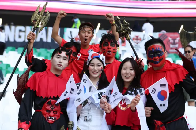 South Korea fans ahead of the FIFA World Cup match v Ghana in Qatar