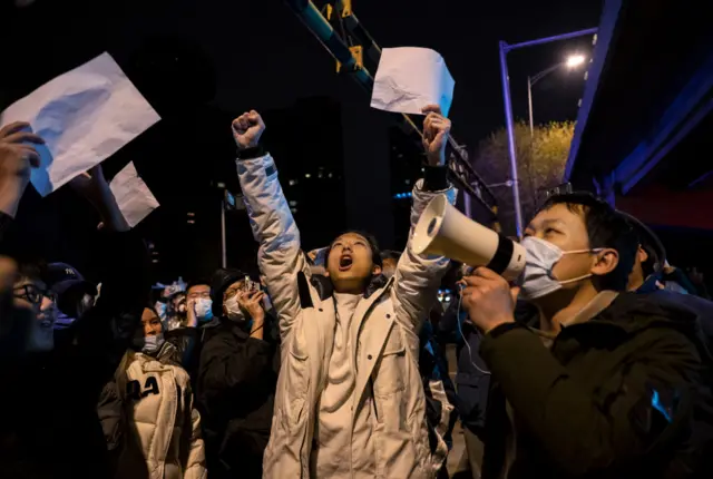 Protesters took to the streets in multiple Chinese cities