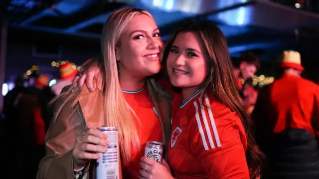 Carys and Diana, football fans in Cardiff