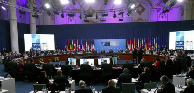 The meeting of Nato foreign ministers takes place in Bucharest, Romania