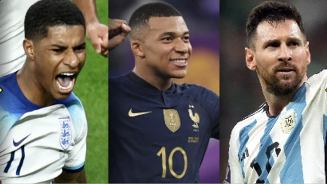 Marcus Rasford, Kylian Mbappe and Lionel Messi