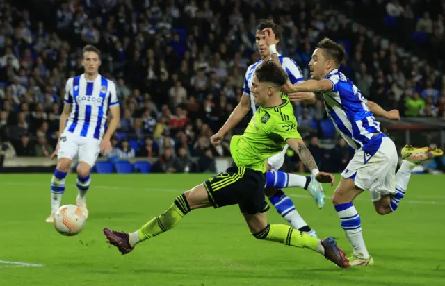 Alejandro Garnacho scoring the first goal.