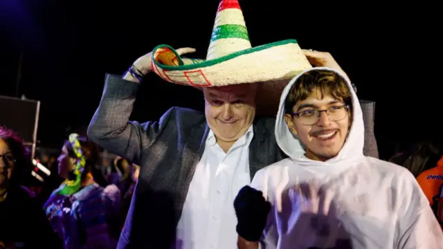 Sisolak also donned a traditional sombrero hat