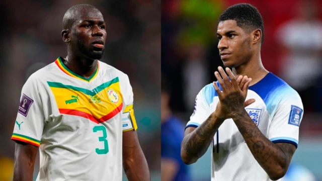 Split picture of Senegal's Kalidou Koulibaly and England's Marcus Rashford.