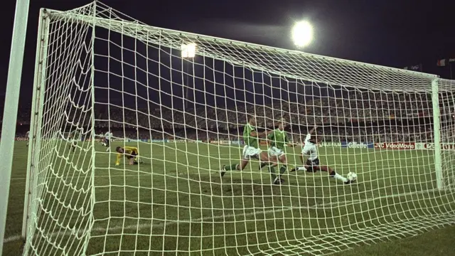 Gary Lineker scores against Ireland