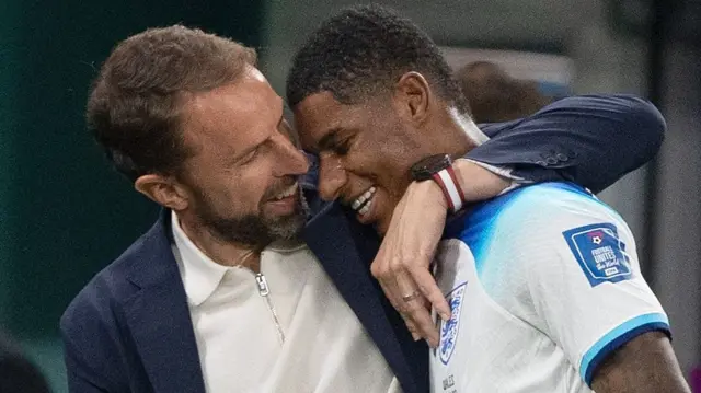 Gareth Southgate embraces Marcus Rashford