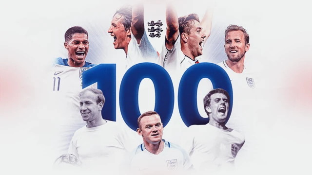 A graphic celebrating England's 100th World Cup goal