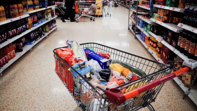 A shopping trolley in a shop