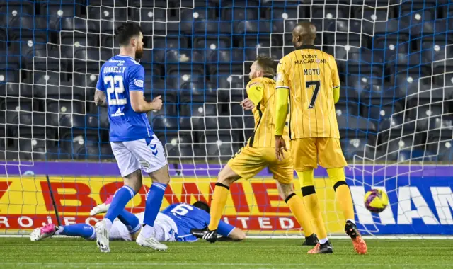 Livingston celebrate after Chris Stokes' own goal