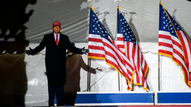 Donald Trump at Sioux City Airport during a Republican rally