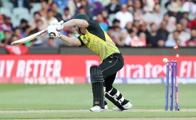 David Warner is bowled