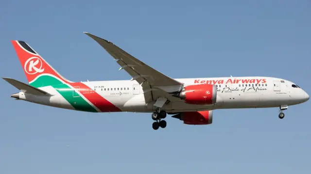 A Kenya Airways Boeing 787