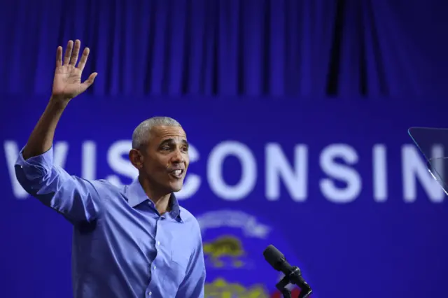 Obama at a rally in Wisconsin earlier this week.