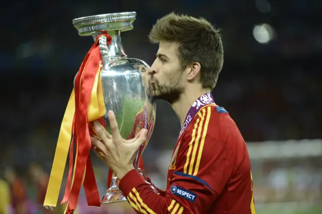 Pique with Euros trophy