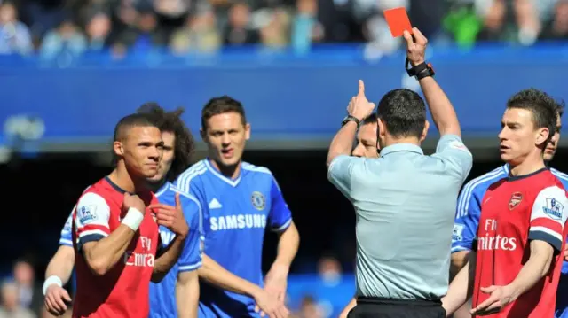 Kieran Gibbs sent off