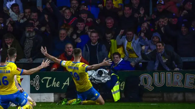 Will Goodwin celebrates his equaliser