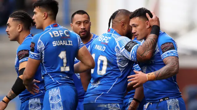 Samoa celebrate their first try