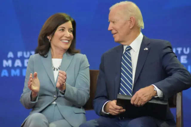 Hochul and Biden at an event in October