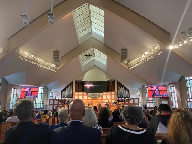 In the pews at Ebenezer Baptist Church in Downtown Atlanta