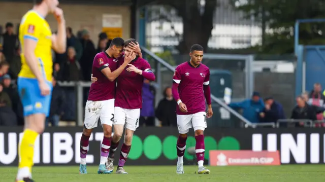 Derby celebrate Will Osula's goal