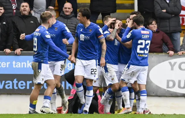 St Johnstone celebrate Nicky Clark's second goal