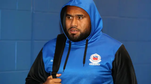 Samoa captain Junior Paulo arrives