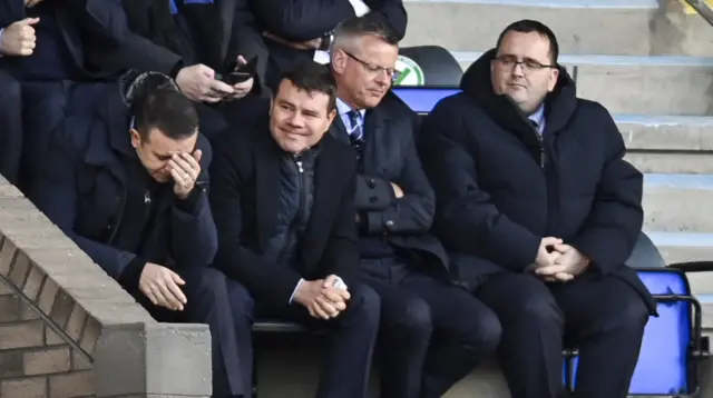 Rangers' directors Andrew Dickson, Ross Wilson, Stewart Roberston and Graeme Park during a cinch Premiership match between St Johnstone and Rangers at McDiarmid Park