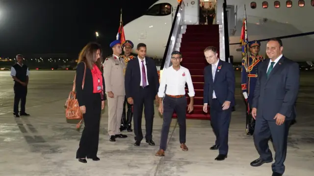 UK Prime Minister Rishi Sunak arrives in Egypt