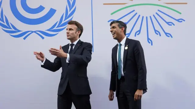 French President Emmanuel Macron and UK PM Rishi Sunak