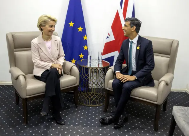 UK Prime Minister Rishi Sunak meets with European Commission President Ursula von der Leyen