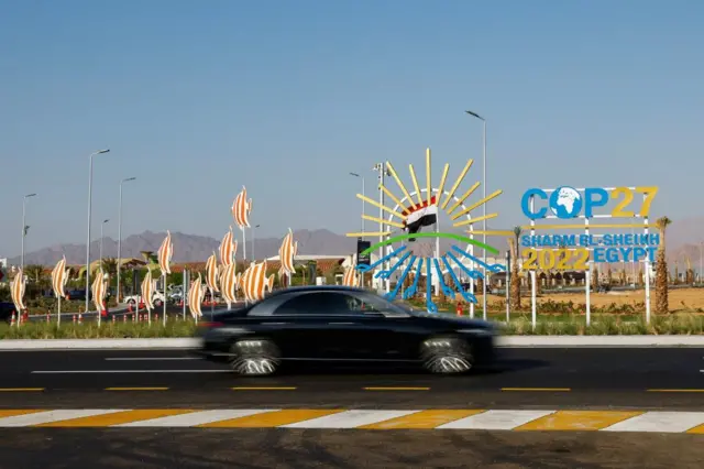 A general view of the outside of the Sharm el-Sheikh International Convention Centre