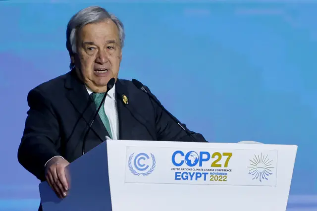 UN Secretary General António Guterres speaks at the COP27 summit