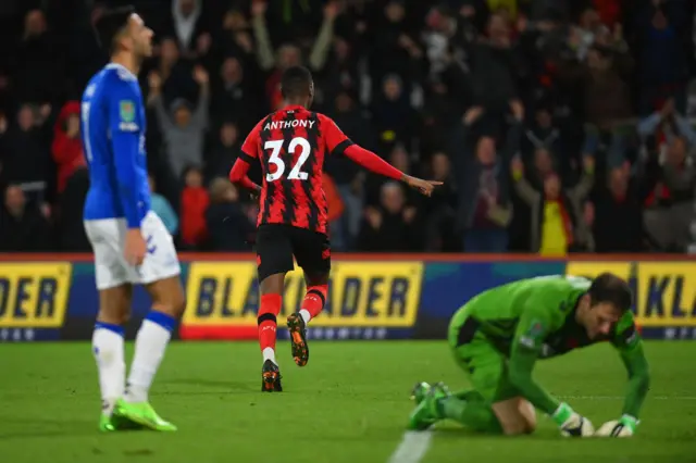 Jaidon Anthony scores against Everton