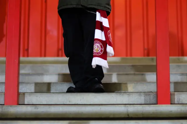 Stevenage scarf in the stands prior to the Carabao Cup Third Round match between Stevenage and Charlton Athletic at The Lamex Stadium