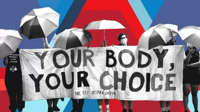 Artwork featuring pro-choice protesters