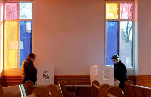 Voters cast their ballots at the United House of Prayer for All People in Columbus, Ohio, on 8 November 2022