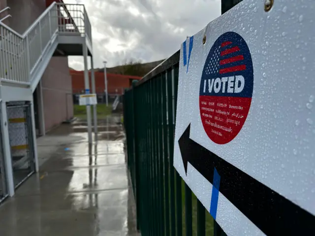 Santa Clarita polling station in the rain