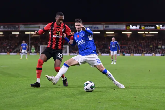 Ruben Vinagre of Everton during he Carabao Cup match between AFC Bournemouth and Everton FC at Vitality Stadium