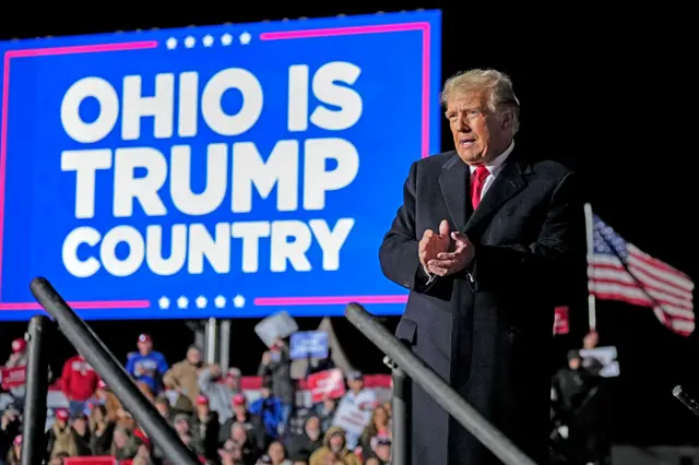 Former US President Donald Trump speaks during a rally at the Dayton International Airport on 7 November 2022 in Vandalia, Ohio