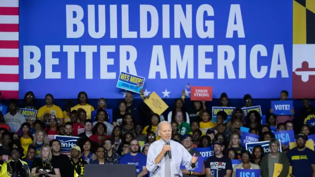 Biden addresses a Maryland rally last night