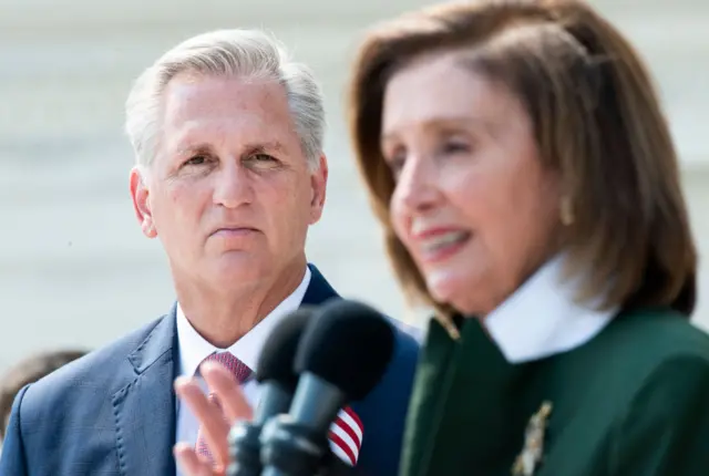 Republican Kevin McCarthy and Democrat Nancy Pelosi