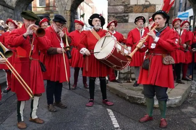 York Guard gather ahead of the arrival of King Charles III and the Queen Consort