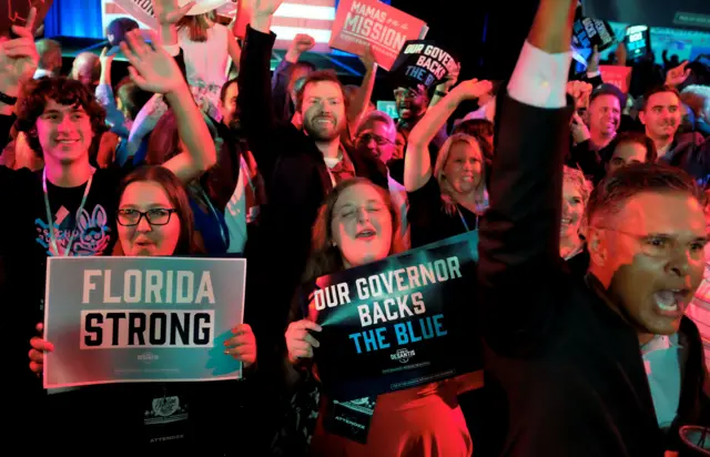 Supporters react to Governor DeSantis' victory