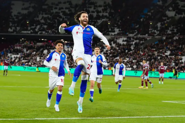 Ben Brereton Diaz celebrates scoring against West Ham