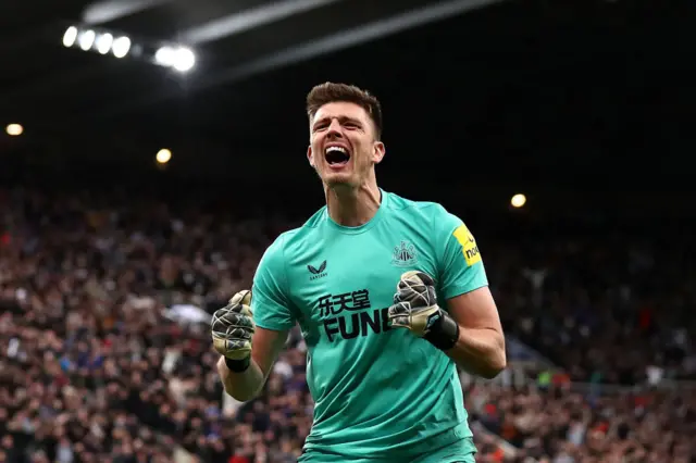 Nick Pope celebrates Newcastle's win