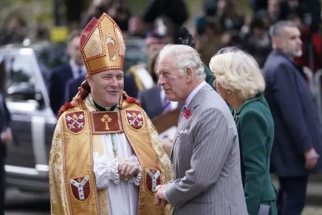 Archbishop of York greets King at York Minster