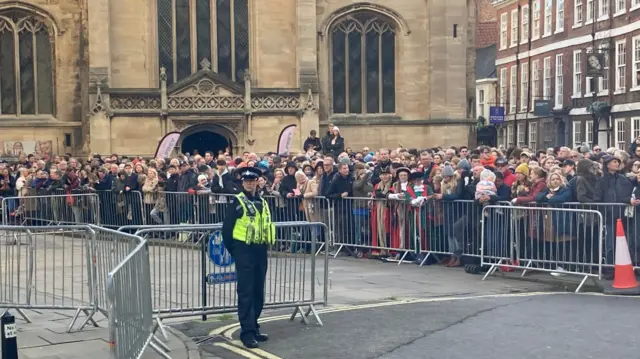 crowds outside York Minster