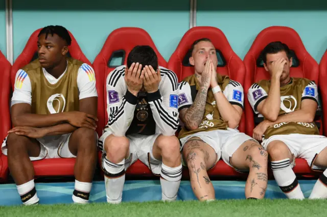 Dejected German players