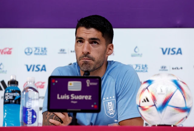 Luis Suarez at a press conference