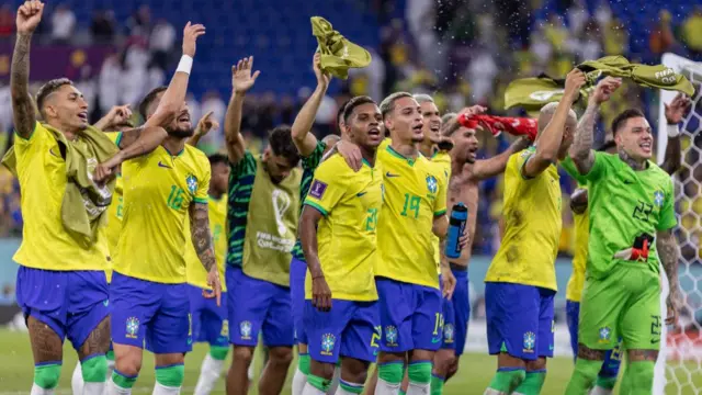 Brazil celebrate their win over Switzerland